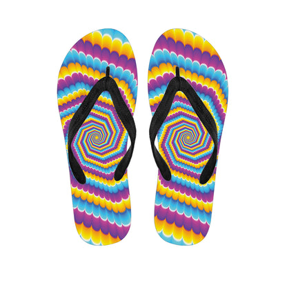 Colorful Spiral Illusion Print Flip Flops