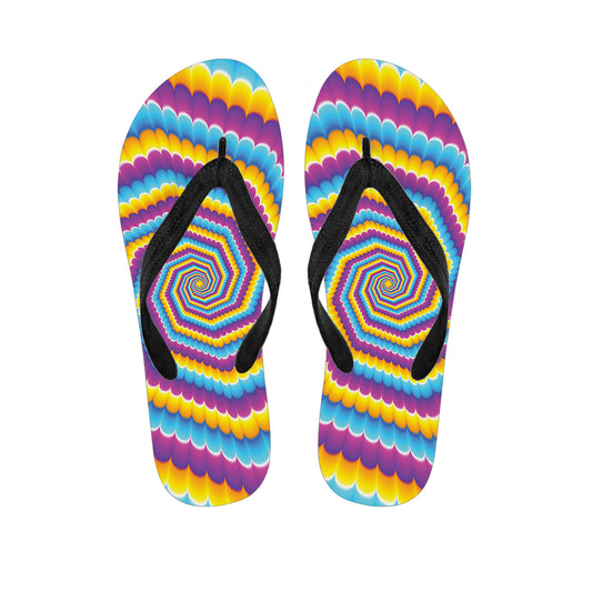 Colorful Spiral Illusion Print Flip Flops