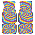 Colorful Spiral Illusion Print Front and Back Car Floor Mats