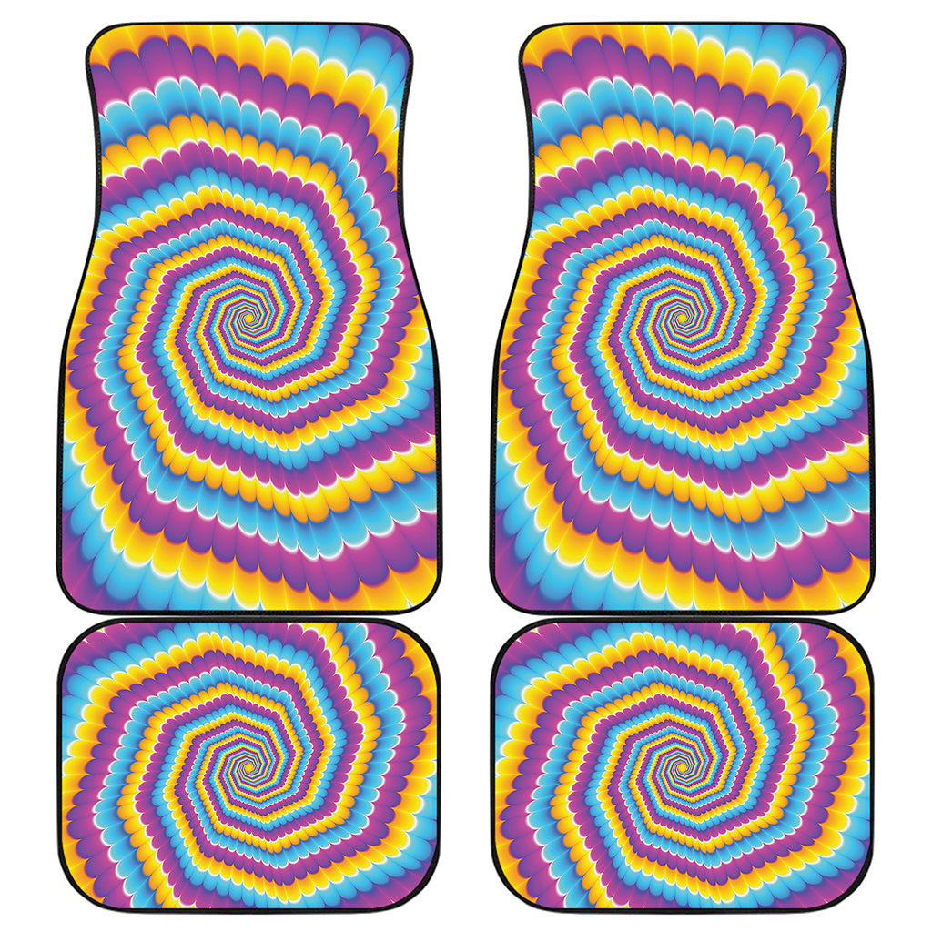 Colorful Spiral Illusion Print Front and Back Car Floor Mats
