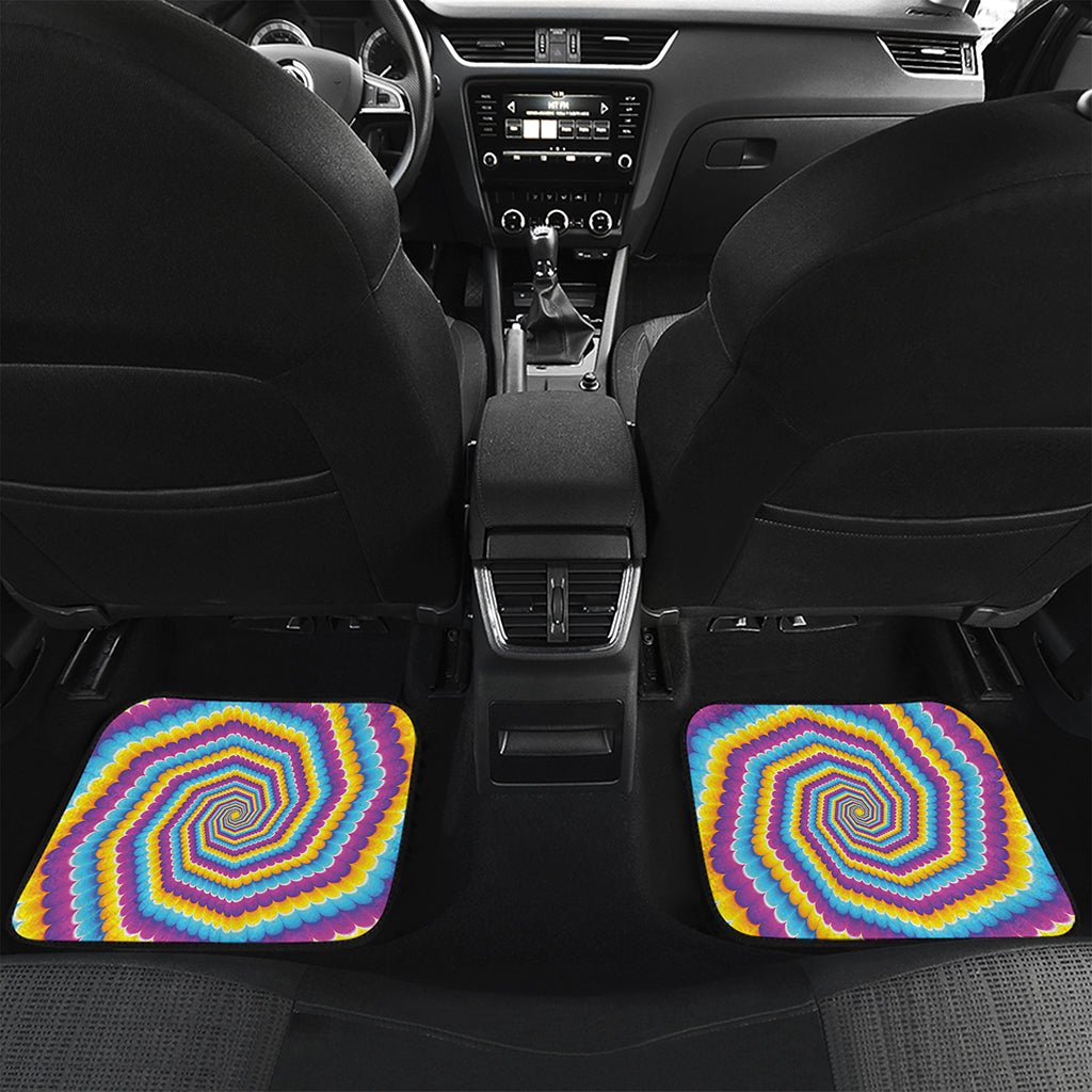 Colorful Spiral Illusion Print Front and Back Car Floor Mats