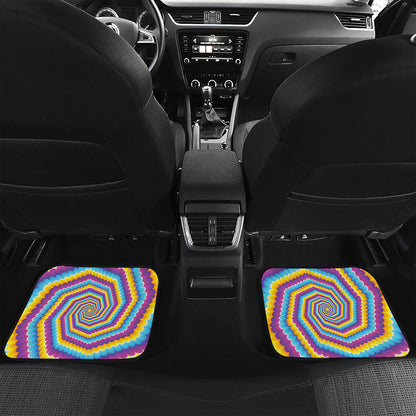 Colorful Spiral Illusion Print Front and Back Car Floor Mats