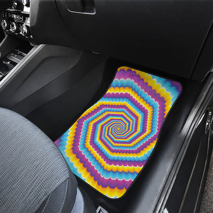 Colorful Spiral Illusion Print Front and Back Car Floor Mats
