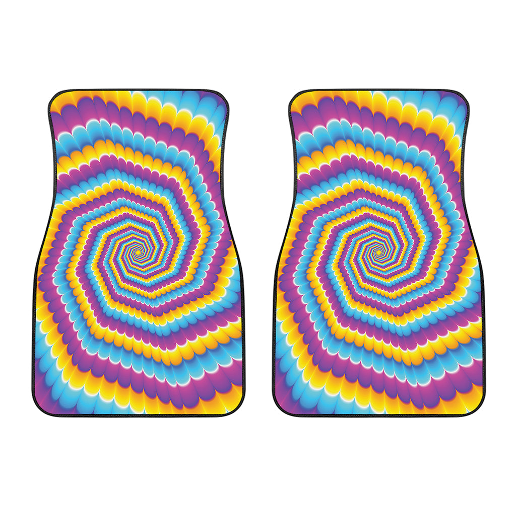 Colorful Spiral Illusion Print Front Car Floor Mats