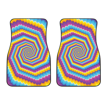 Colorful Spiral Illusion Print Front Car Floor Mats