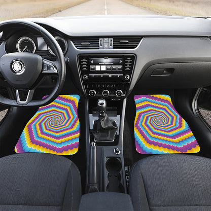 Colorful Spiral Illusion Print Front Car Floor Mats
