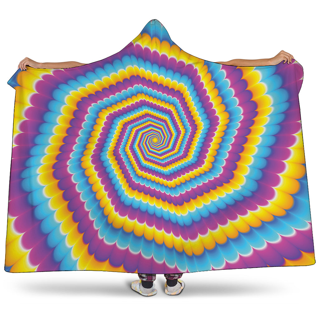 Colorful Spiral Illusion Print Hooded Blanket