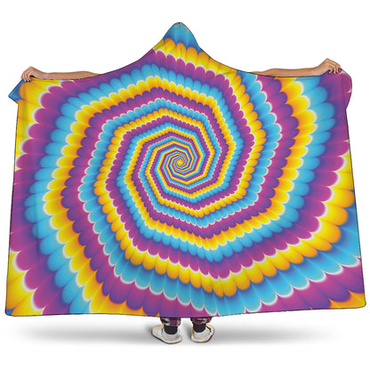 Colorful Spiral Illusion Print Hooded Blanket