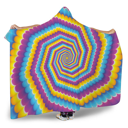 Colorful Spiral Illusion Print Hooded Blanket