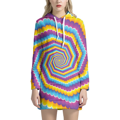 Colorful Spiral Illusion Print Hoodie Dress