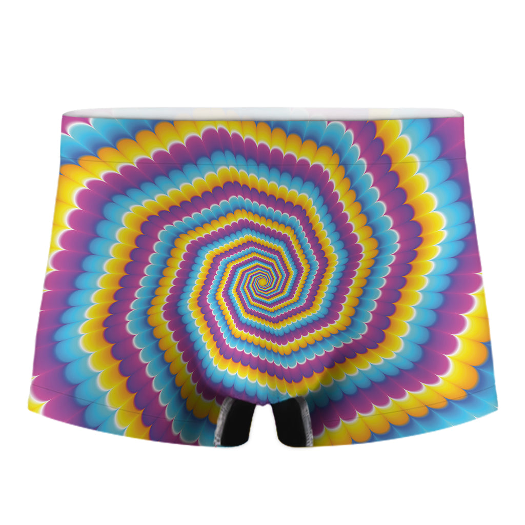 Colorful Spiral Illusion Print Men's Boxer Briefs