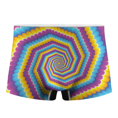 Colorful Spiral Illusion Print Men's Boxer Briefs