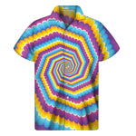 Colorful Spiral Illusion Print Men's Short Sleeve Shirt