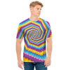 Colorful Spiral Illusion Print Men's T-Shirt