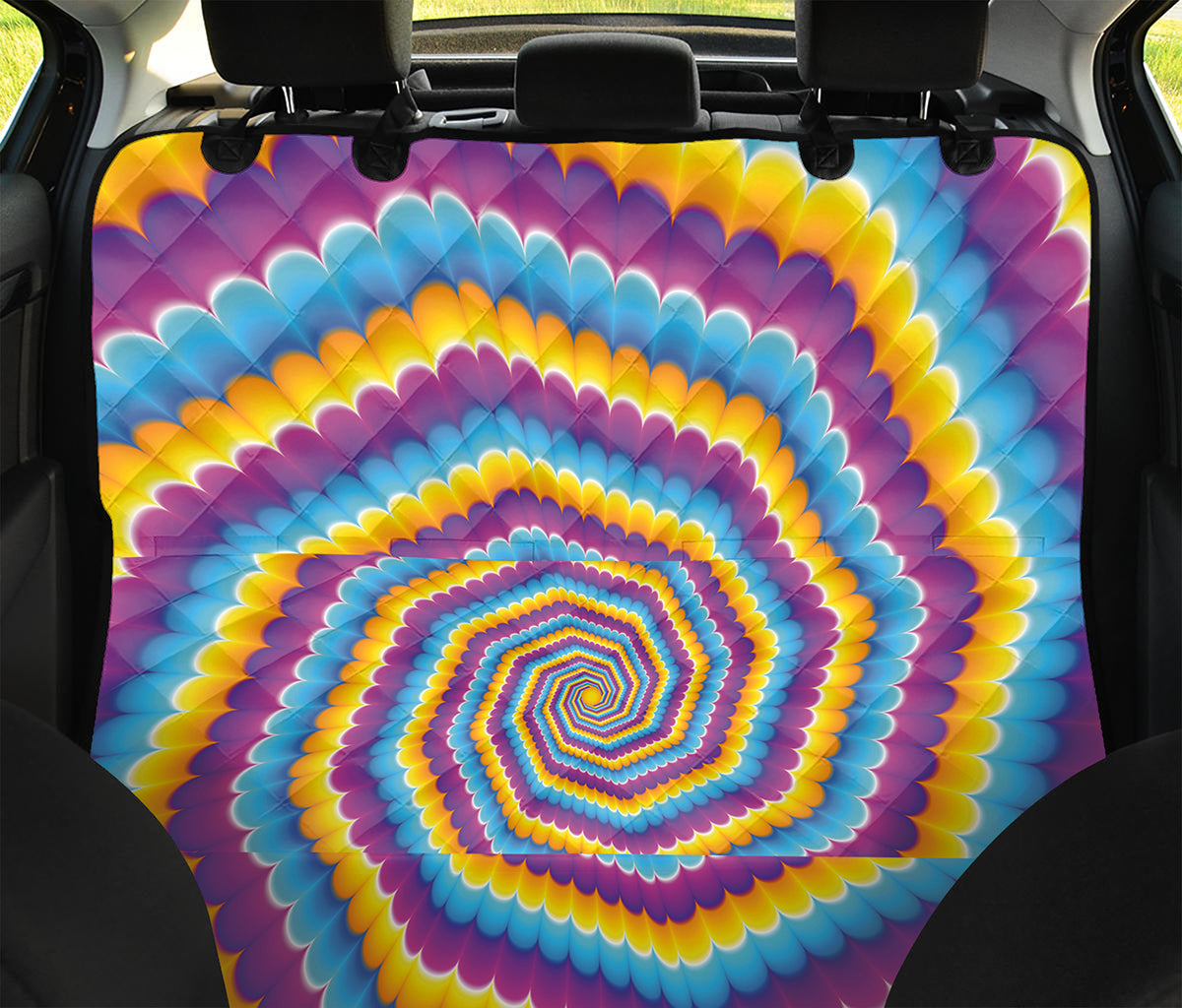 Colorful Spiral Illusion Print Pet Car Back Seat Cover