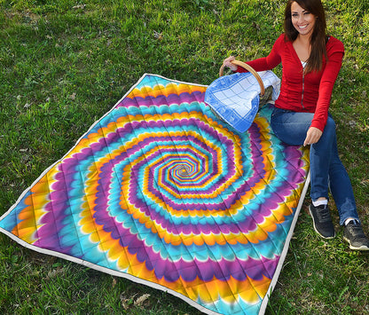 Colorful Spiral Illusion Print Quilt