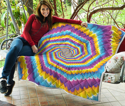 Colorful Spiral Illusion Print Quilt