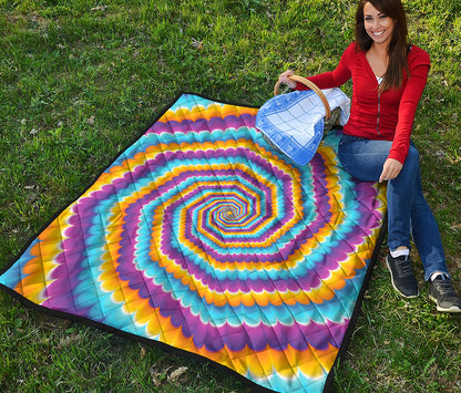 Colorful Spiral Illusion Print Quilt
