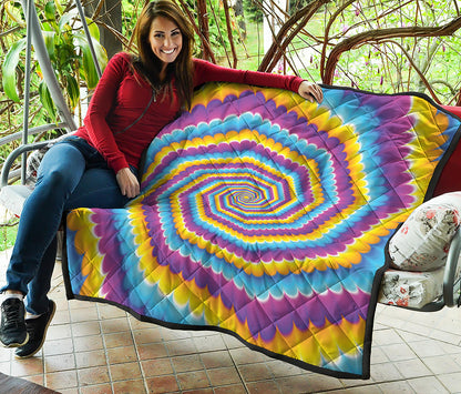 Colorful Spiral Illusion Print Quilt