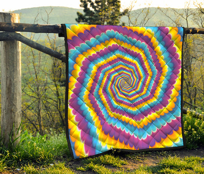 Colorful Spiral Illusion Print Quilt