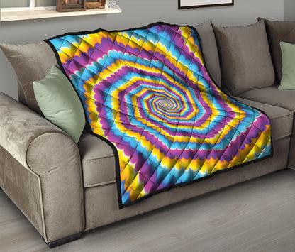 Colorful Spiral Illusion Print Quilt