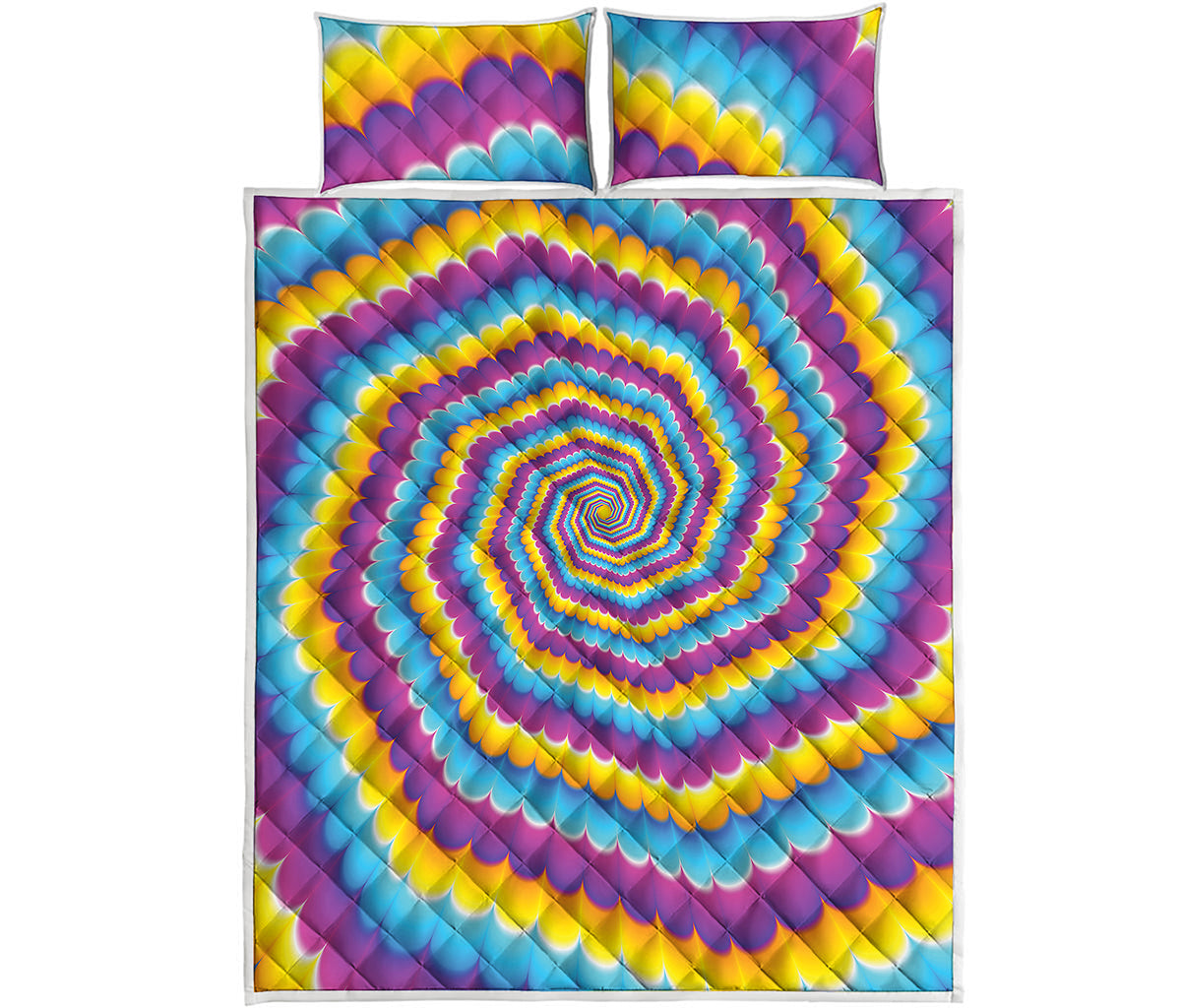 Colorful Spiral Illusion Print Quilt Bed Set