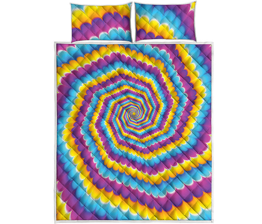Colorful Spiral Illusion Print Quilt Bed Set