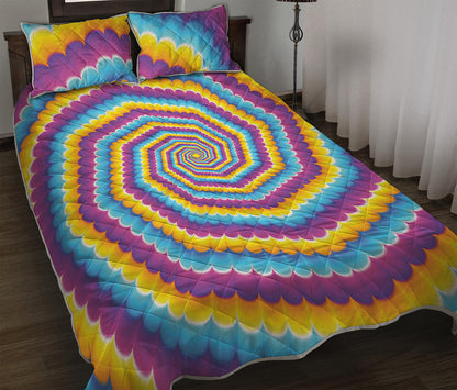 Colorful Spiral Illusion Print Quilt Bed Set