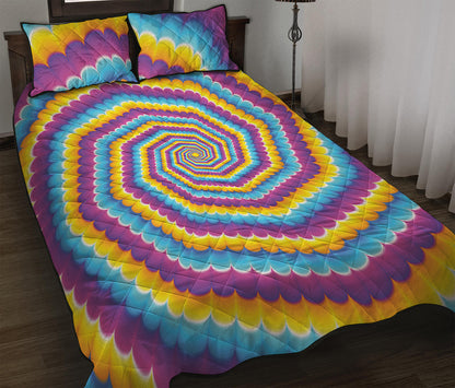 Colorful Spiral Illusion Print Quilt Bed Set