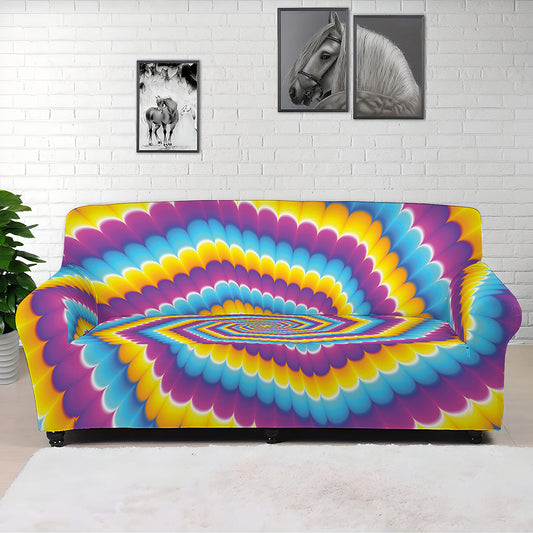 Colorful Spiral Illusion Print Sofa Cover