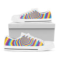 Colorful Spiral Illusion Print White Low Top Sneakers