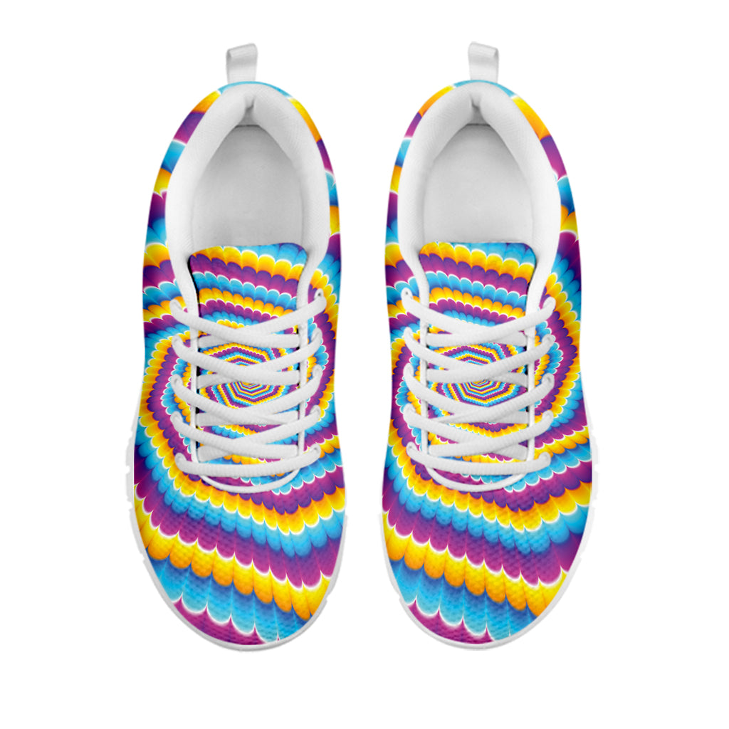 Colorful Spiral Illusion Print White Sneakers