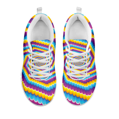 Colorful Spiral Illusion Print White Sneakers