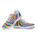Colorful Spiral Illusion Print White Sneakers