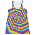 Colorful Spiral Illusion Print Women's Racerback Tank Top