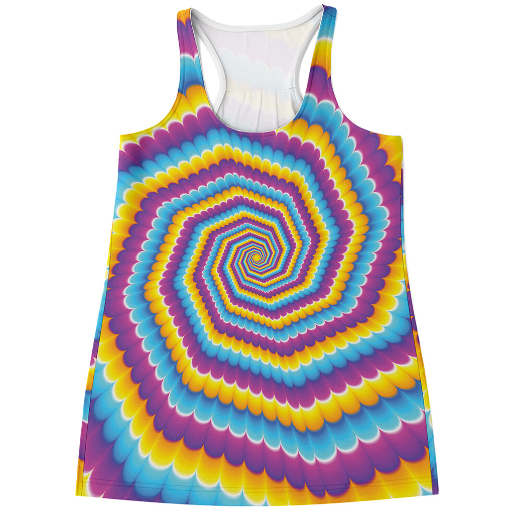 Colorful Spiral Illusion Print Women's Racerback Tank Top