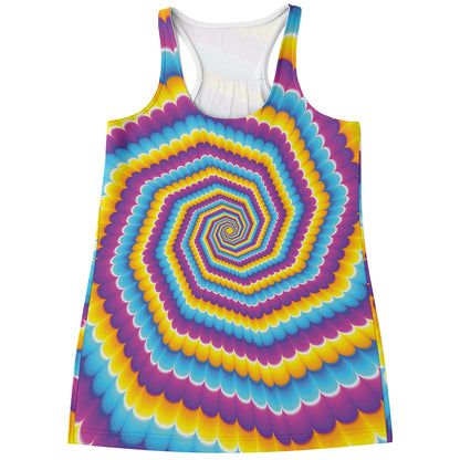 Colorful Spiral Illusion Print Women's Racerback Tank Top
