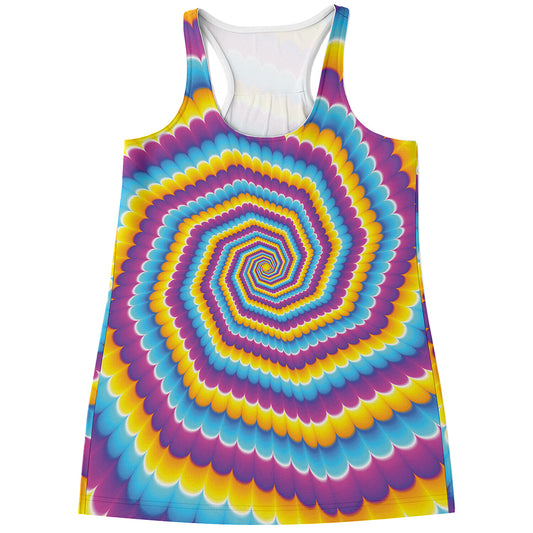 Colorful Spiral Illusion Print Women's Racerback Tank Top