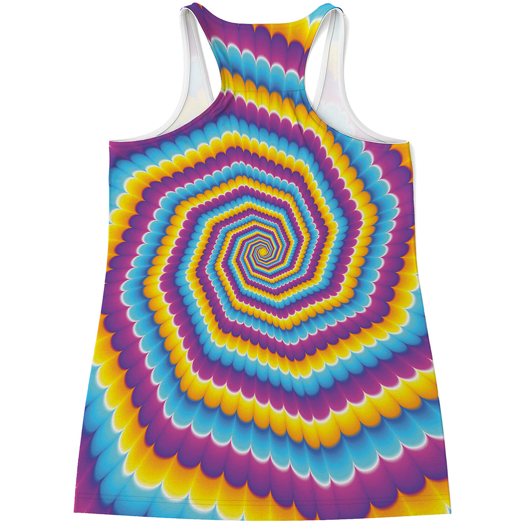 Colorful Spiral Illusion Print Women's Racerback Tank Top