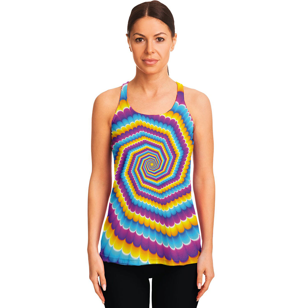 Colorful Spiral Illusion Print Women's Racerback Tank Top