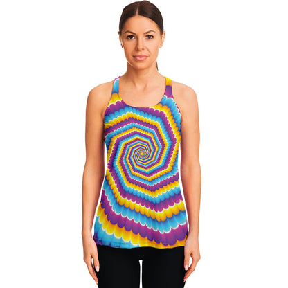 Colorful Spiral Illusion Print Women's Racerback Tank Top