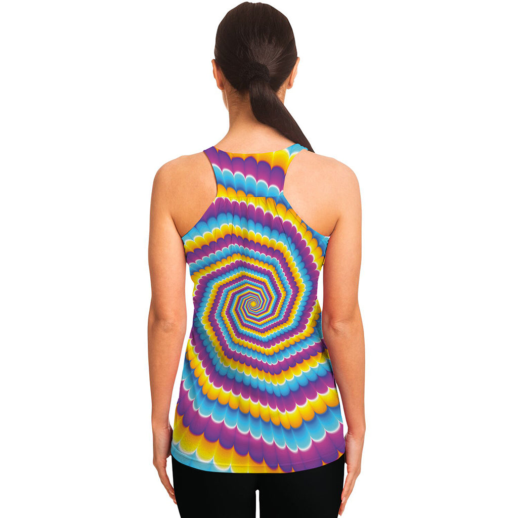 Colorful Spiral Illusion Print Women's Racerback Tank Top