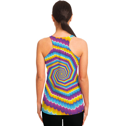 Colorful Spiral Illusion Print Women's Racerback Tank Top