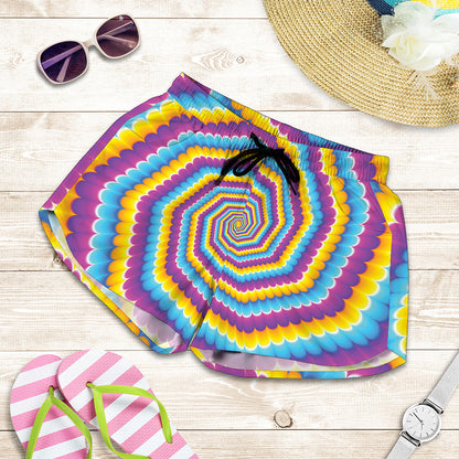 Colorful Spiral Illusion Print Women's Shorts