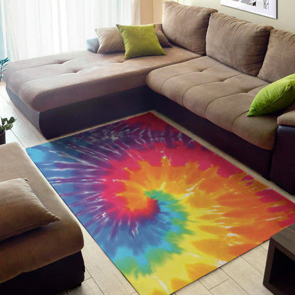 Colorful Spiral Tie Dye Print Area Rug