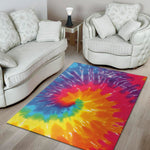 Colorful Spiral Tie Dye Print Area Rug