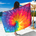 Colorful Spiral Tie Dye Print Beach Sarong Wrap