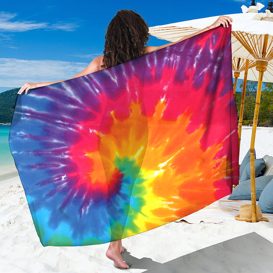 Colorful Spiral Tie Dye Print Beach Sarong Wrap