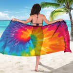Colorful Spiral Tie Dye Print Beach Sarong Wrap