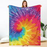 Colorful Spiral Tie Dye Print Blanket